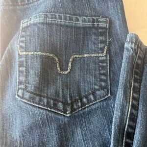 Kimes Ranch light blue denim jeans with contrast stitch detail